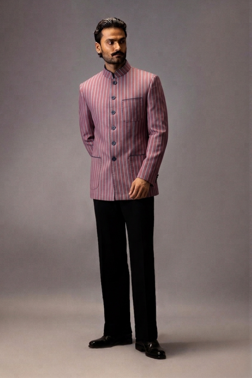 Rosewood Striped Bandhgala