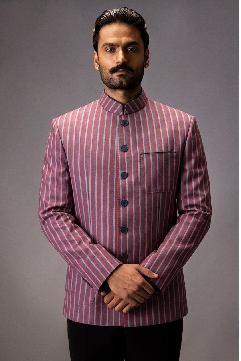 Rosewood Striped Bandhgala
