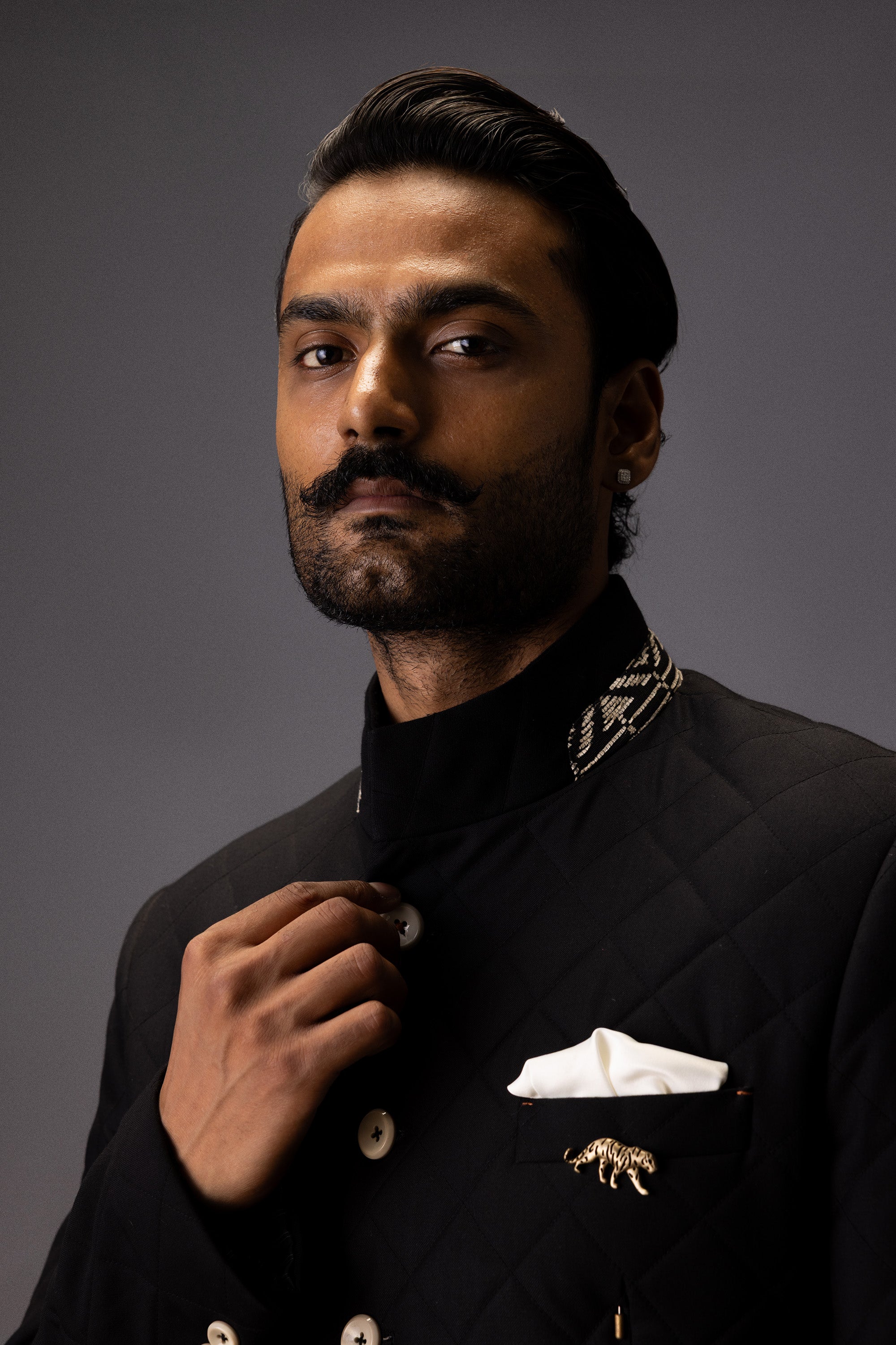 MIDNIGHT MAZE QUILTED BANDHGALA JACKET
