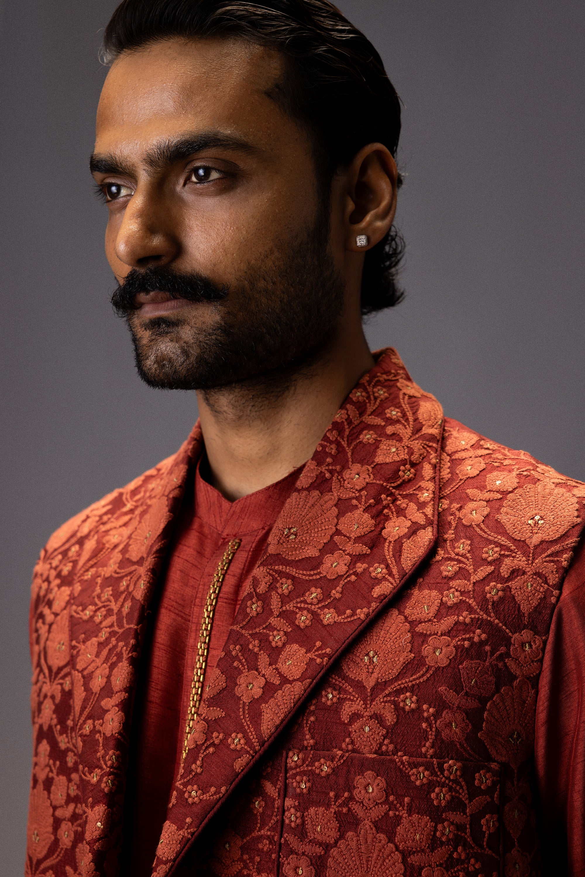 TERRACOTTA CROWN KURTA JACKET SET