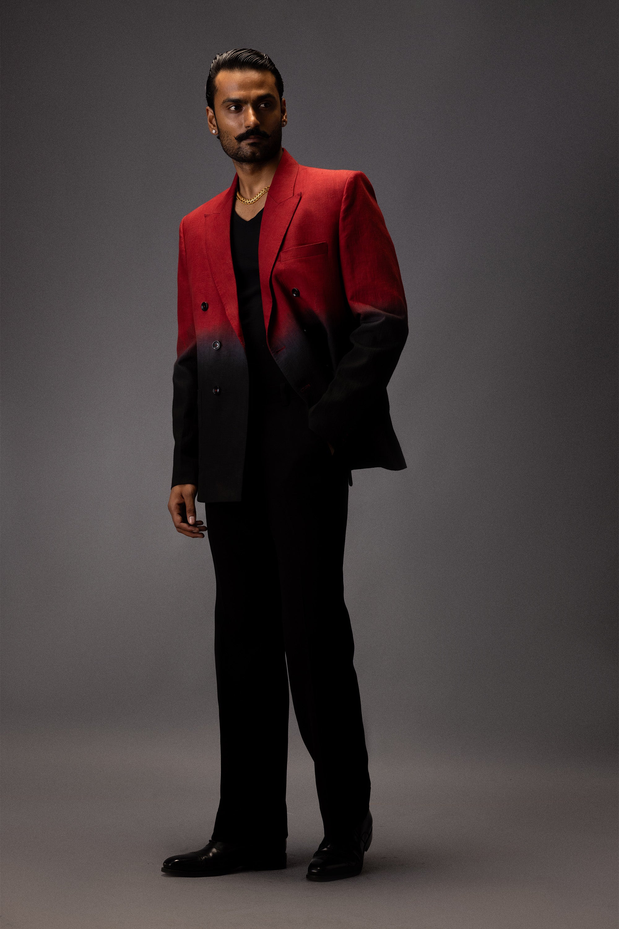 SCARLET SHADOW DOUBLE-BREASTED BLAZER