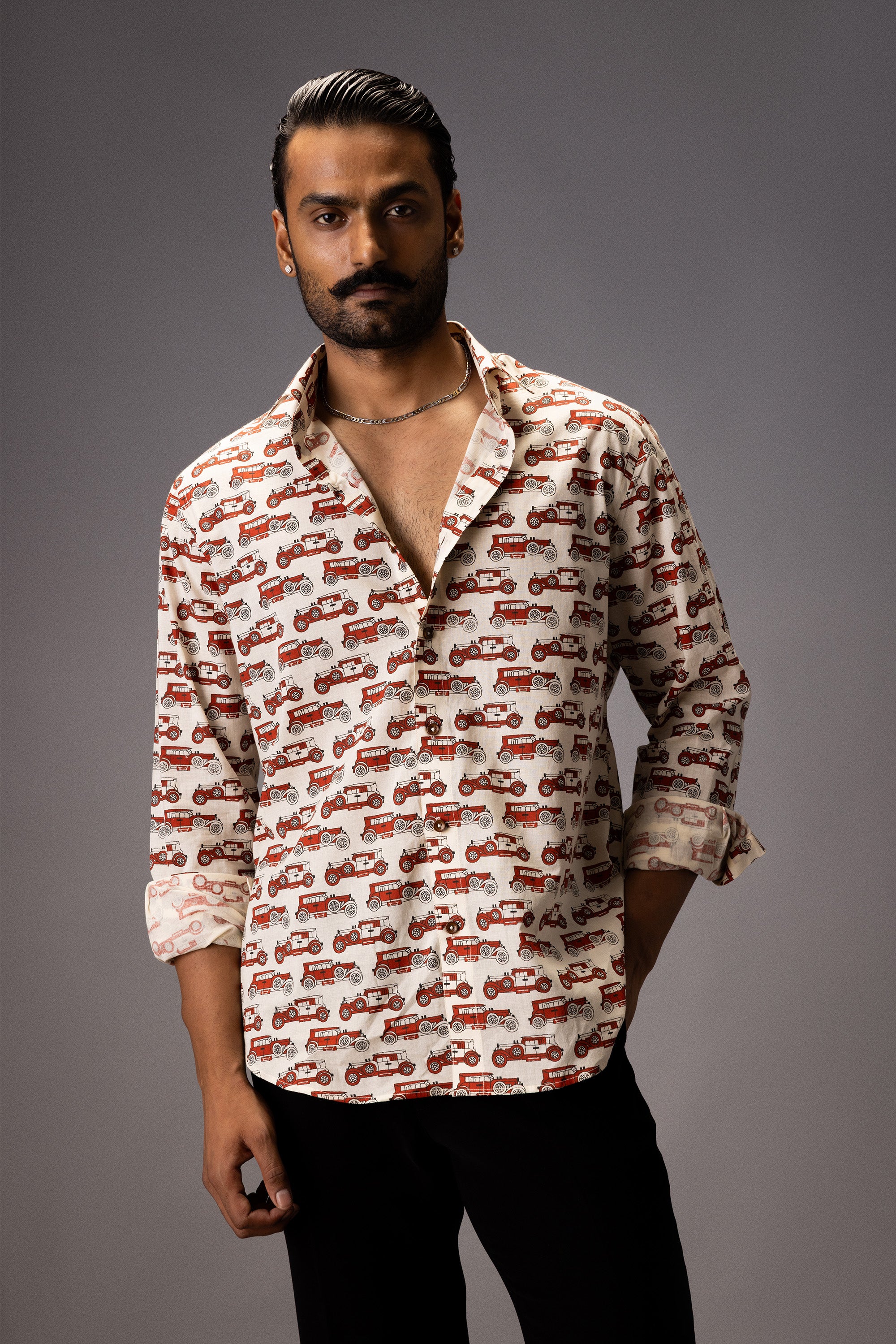 VINTAGE CARS COTTON PRINTED SHIRT