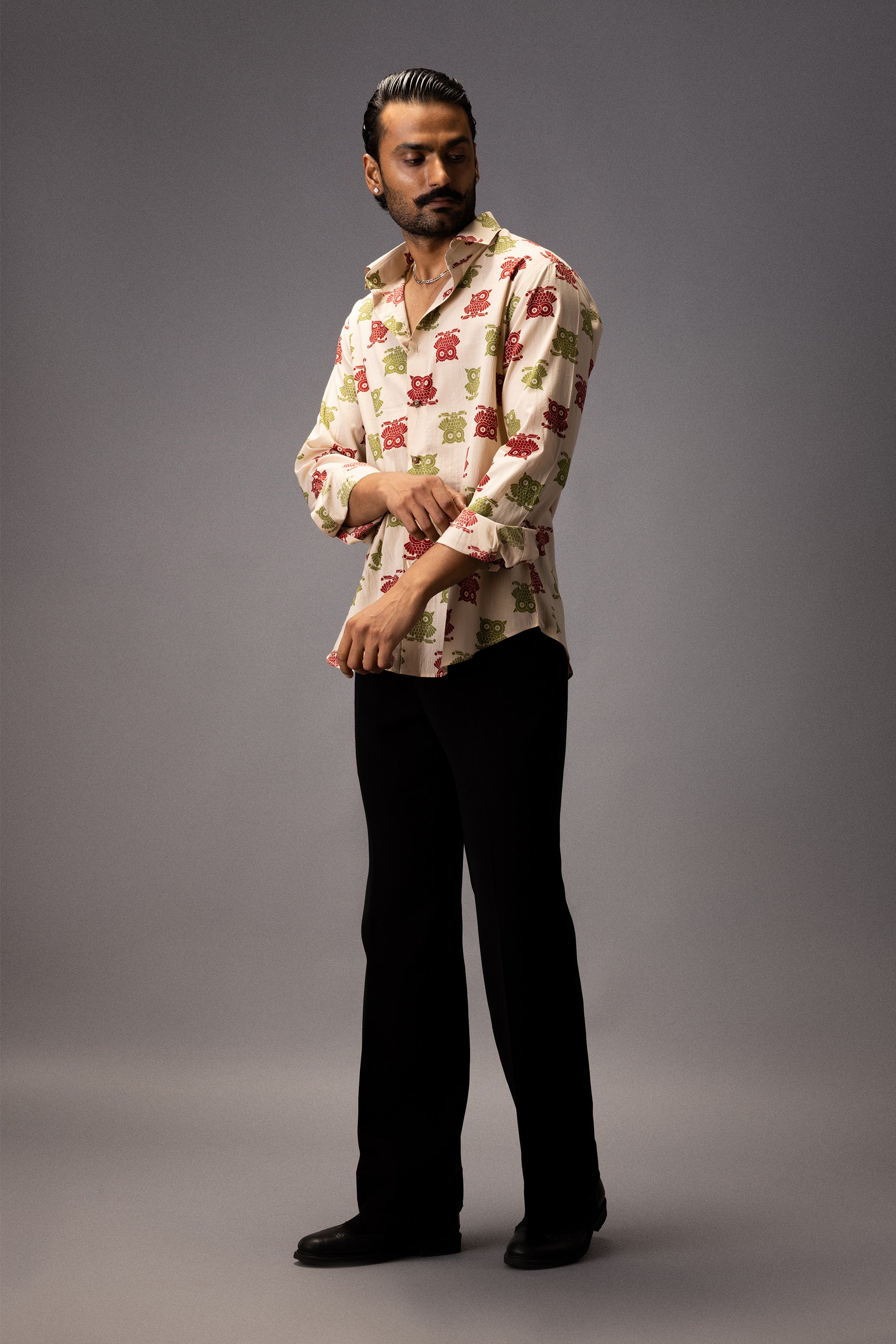 SLEEPY OWL COTTON PRINTED SHIRT