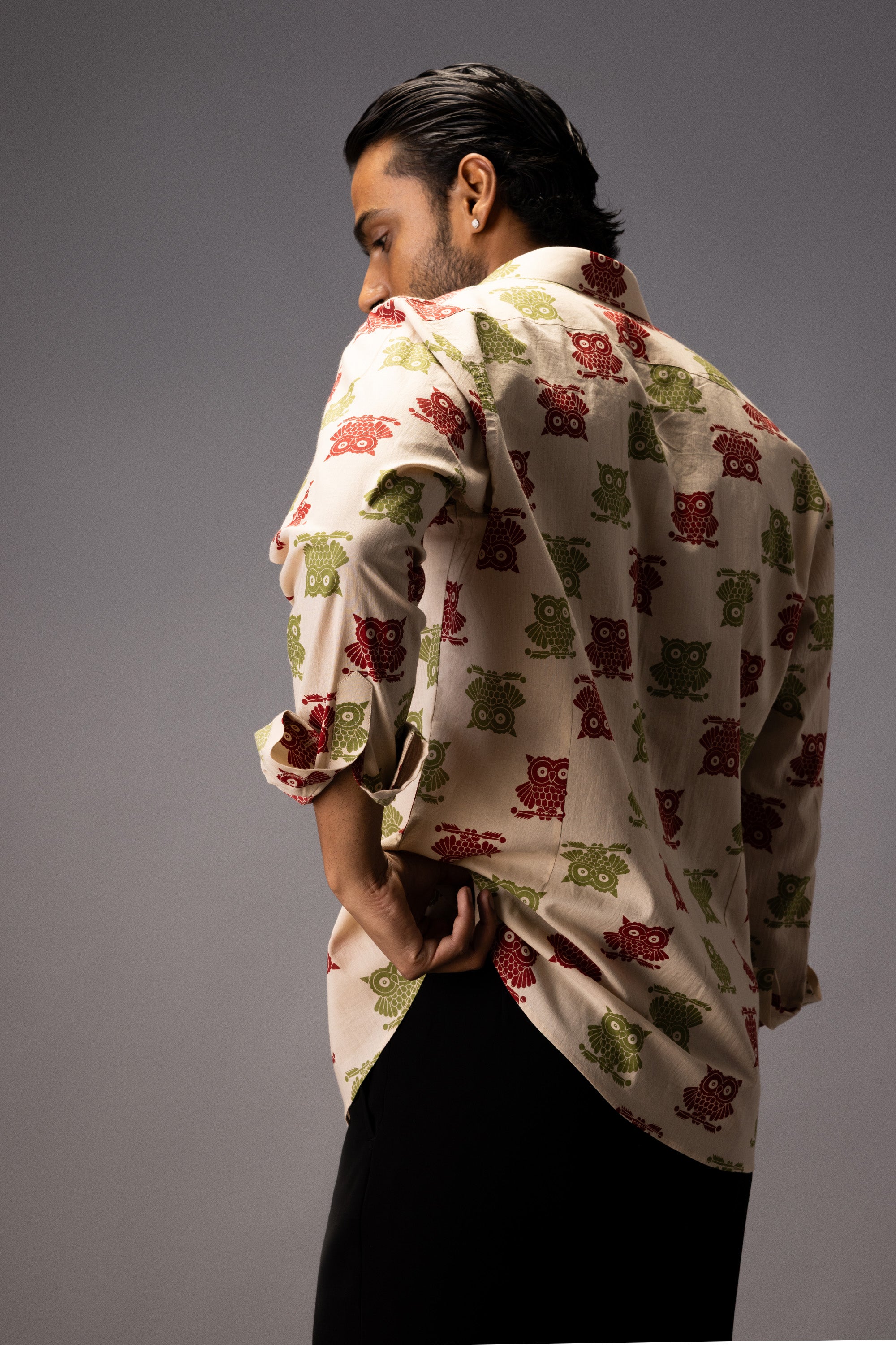 SLEEPY OWL COTTON PRINTED SHIRT