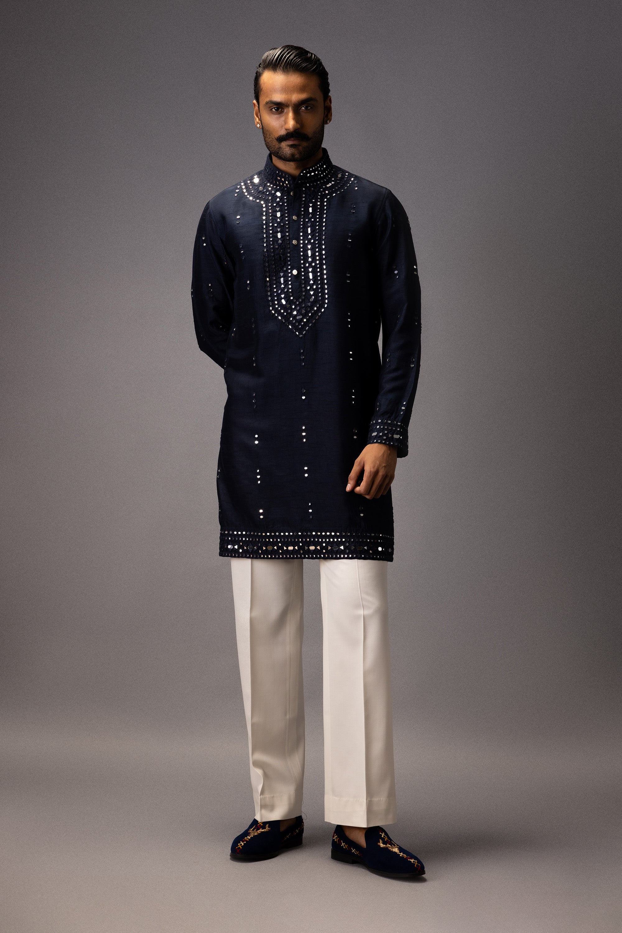 MIRROR OF MIDNIGHT SILK KURTA