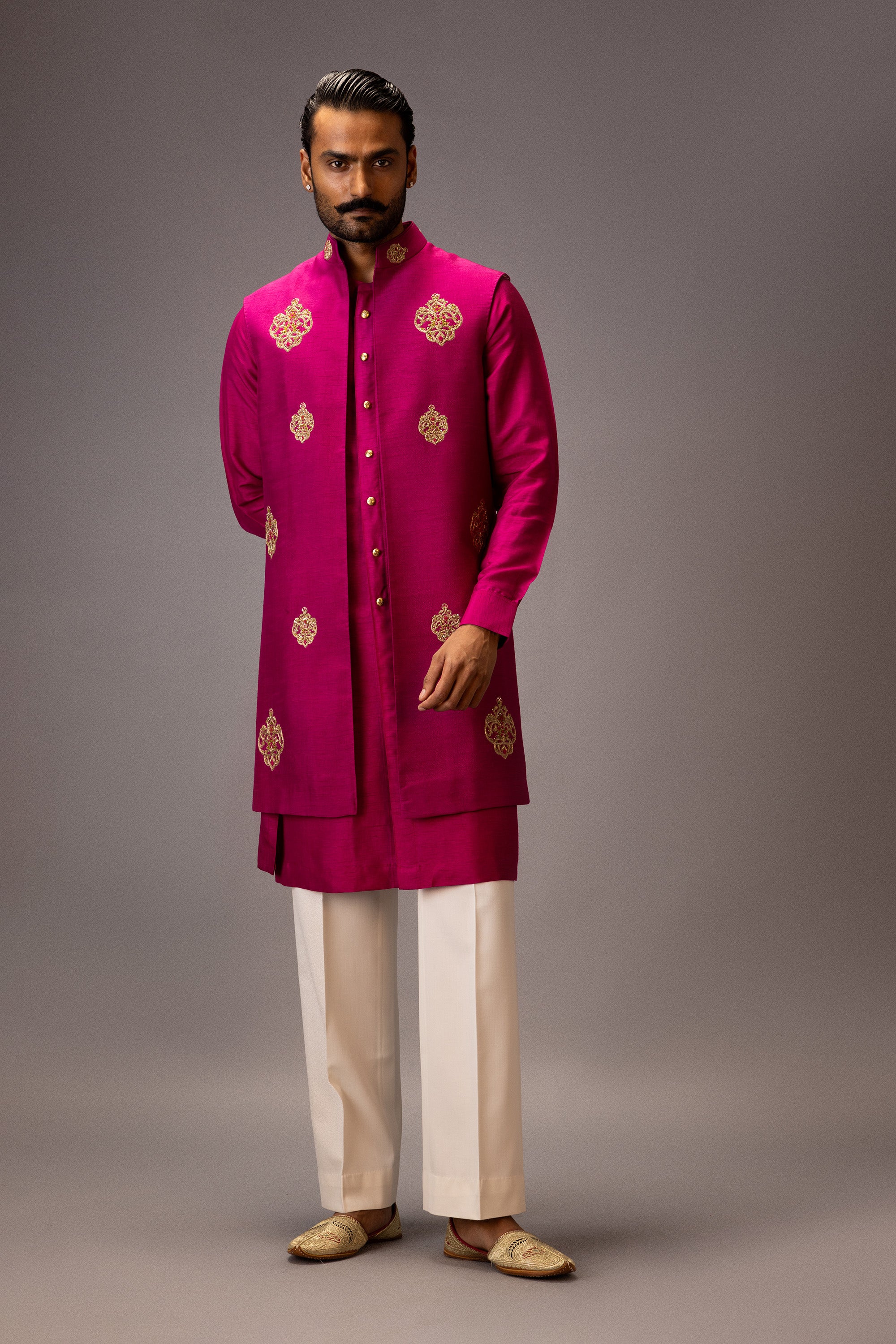 ROYAL FUCHSIA KURTA JACKET SET