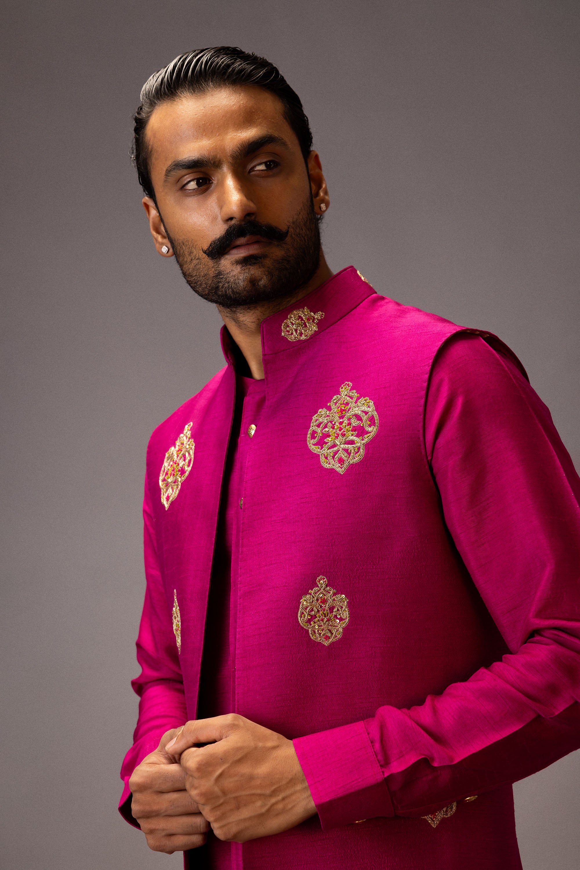 ROYAL FUCHSIA KURTA JACKET SET