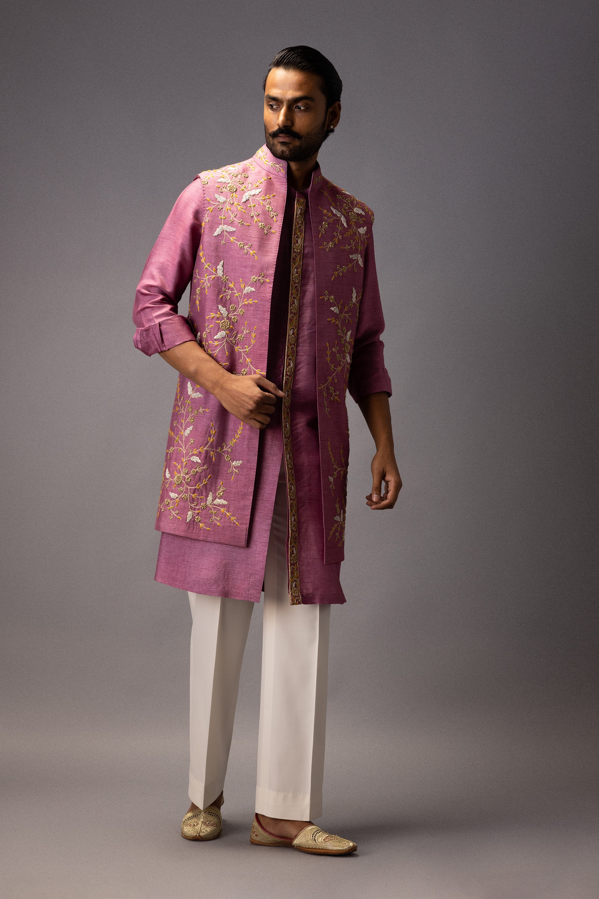ROYAL MAUVE KURTA JACKET SET