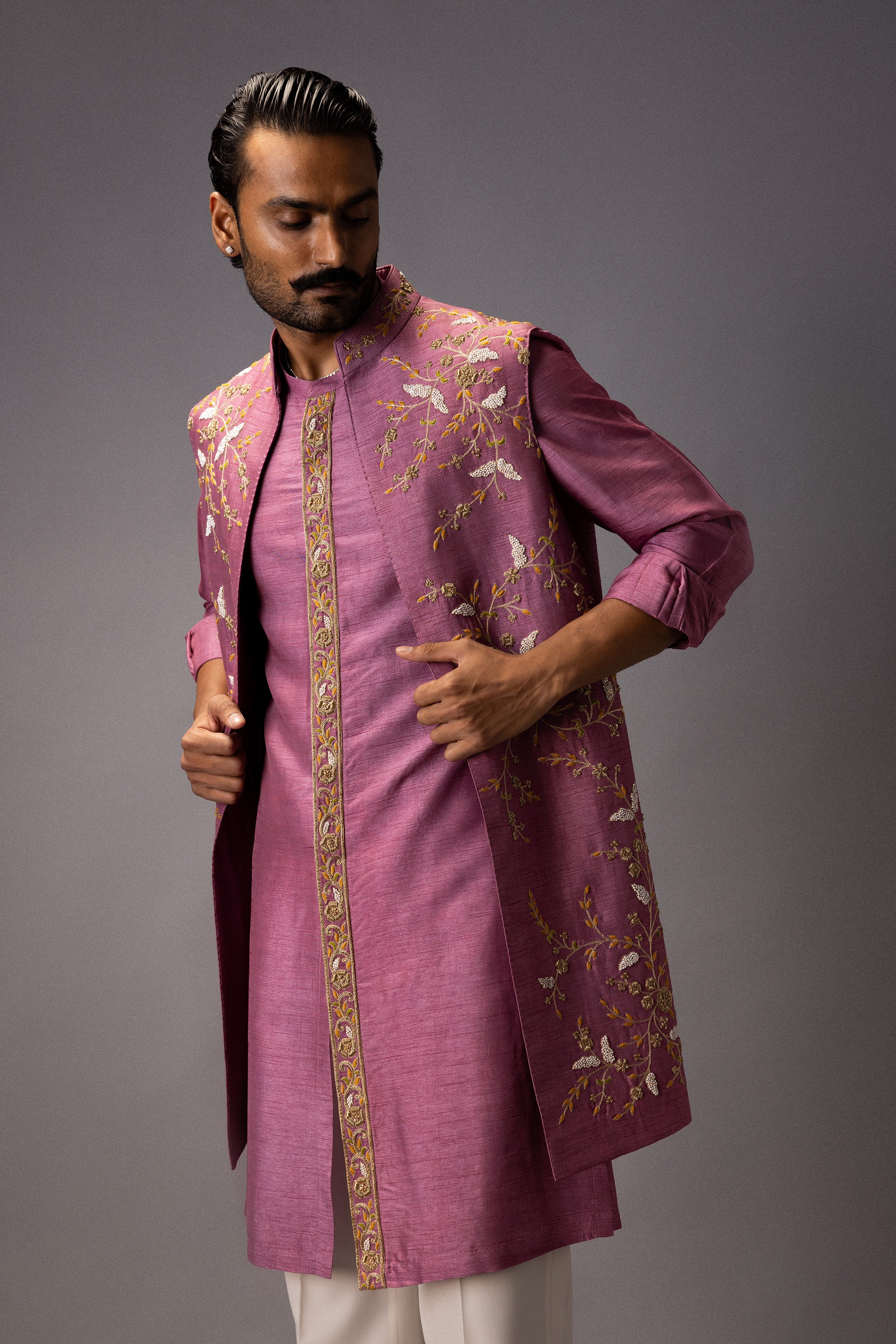 ROYAL MAUVE KURTA JACKET SET
