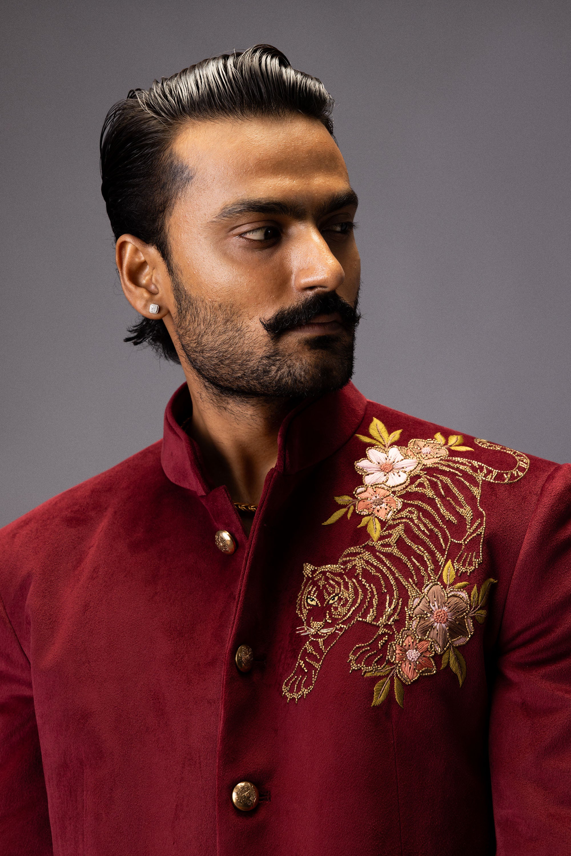 CRIMSON REGAL TIGER JODHPURI BANDHGALA