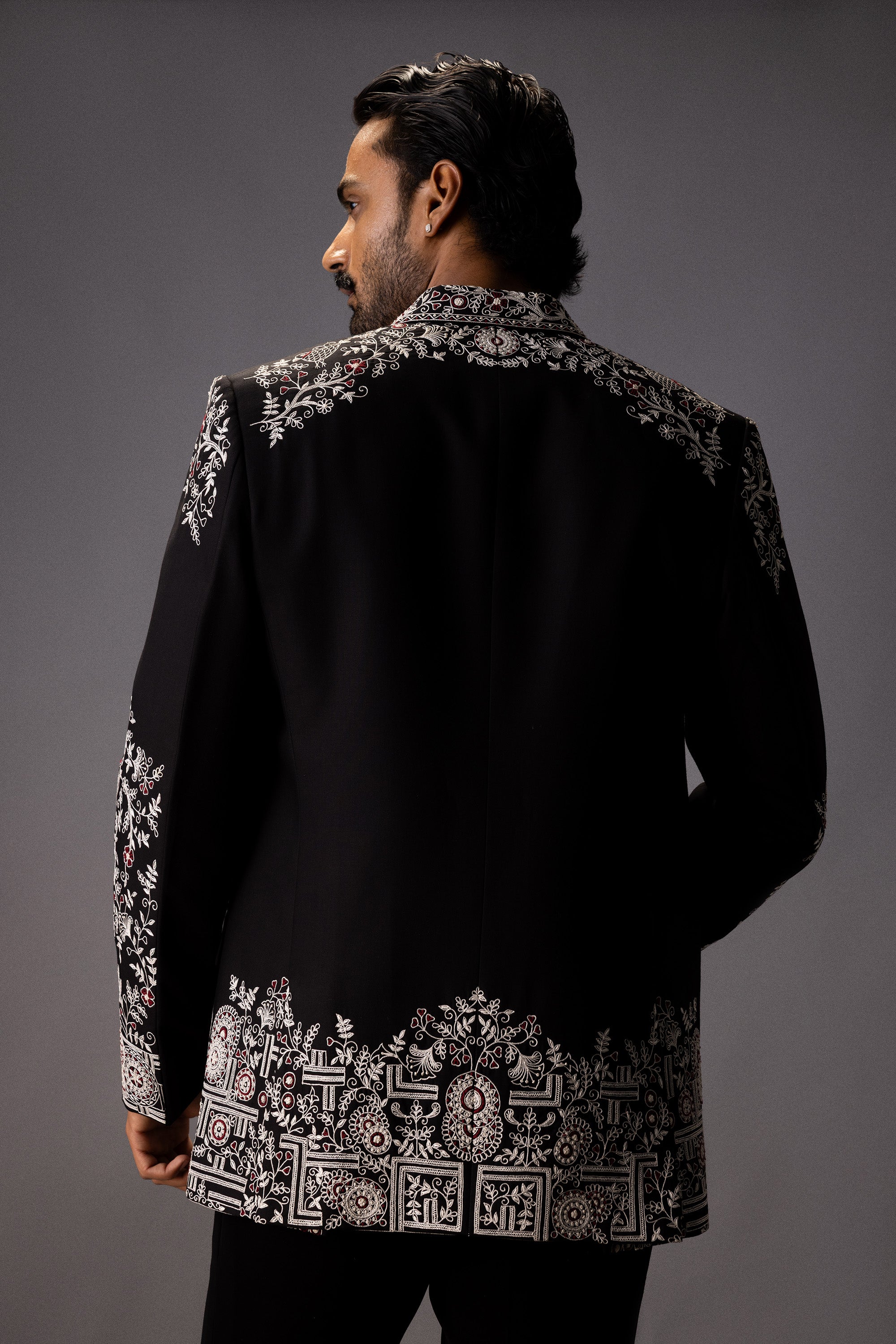 BLACK CANVAS EMBROIDERED JACKET