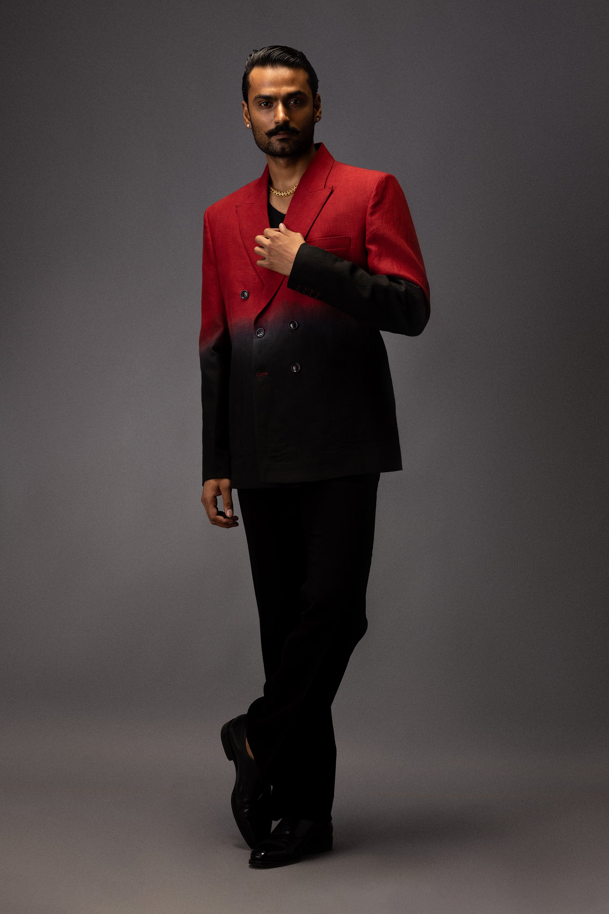 SCARLET SHADOW DOUBLE-BREASTED BLAZER