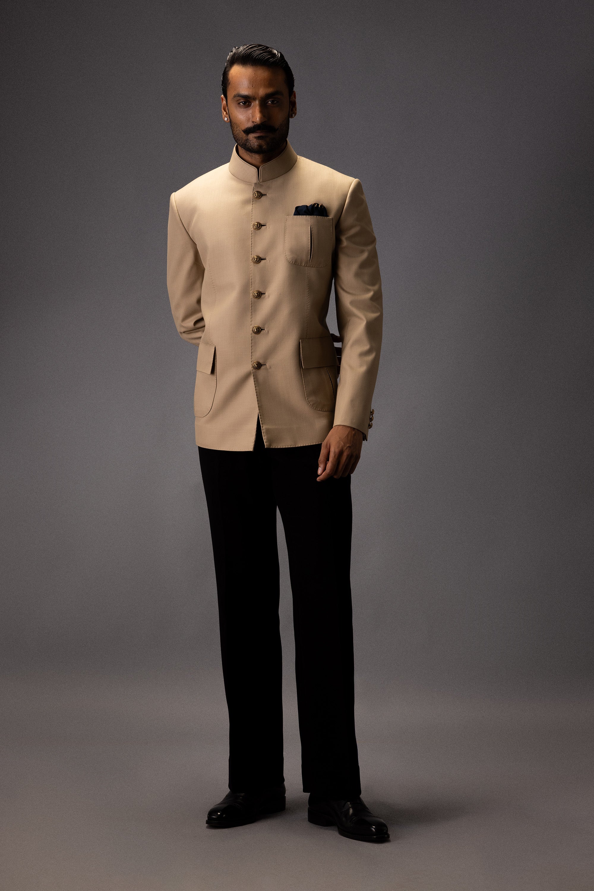 OPULENT BEIGE CLASSIC JODHPURI BANDHGALA