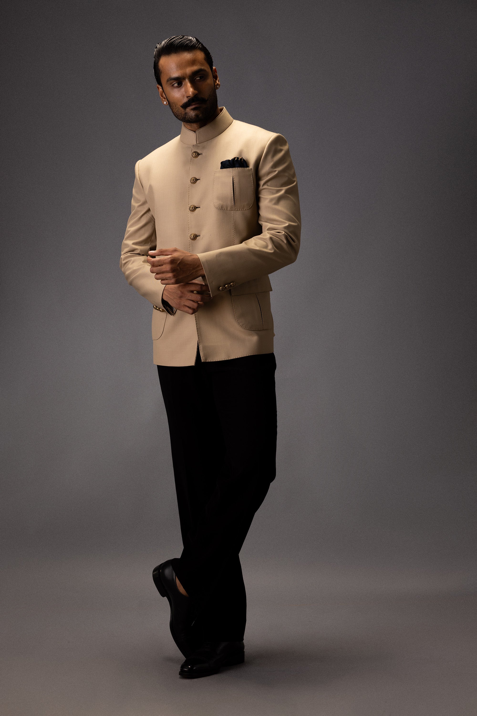 OPULENT BEIGE CLASSIC JODHPURI BANDHGALA