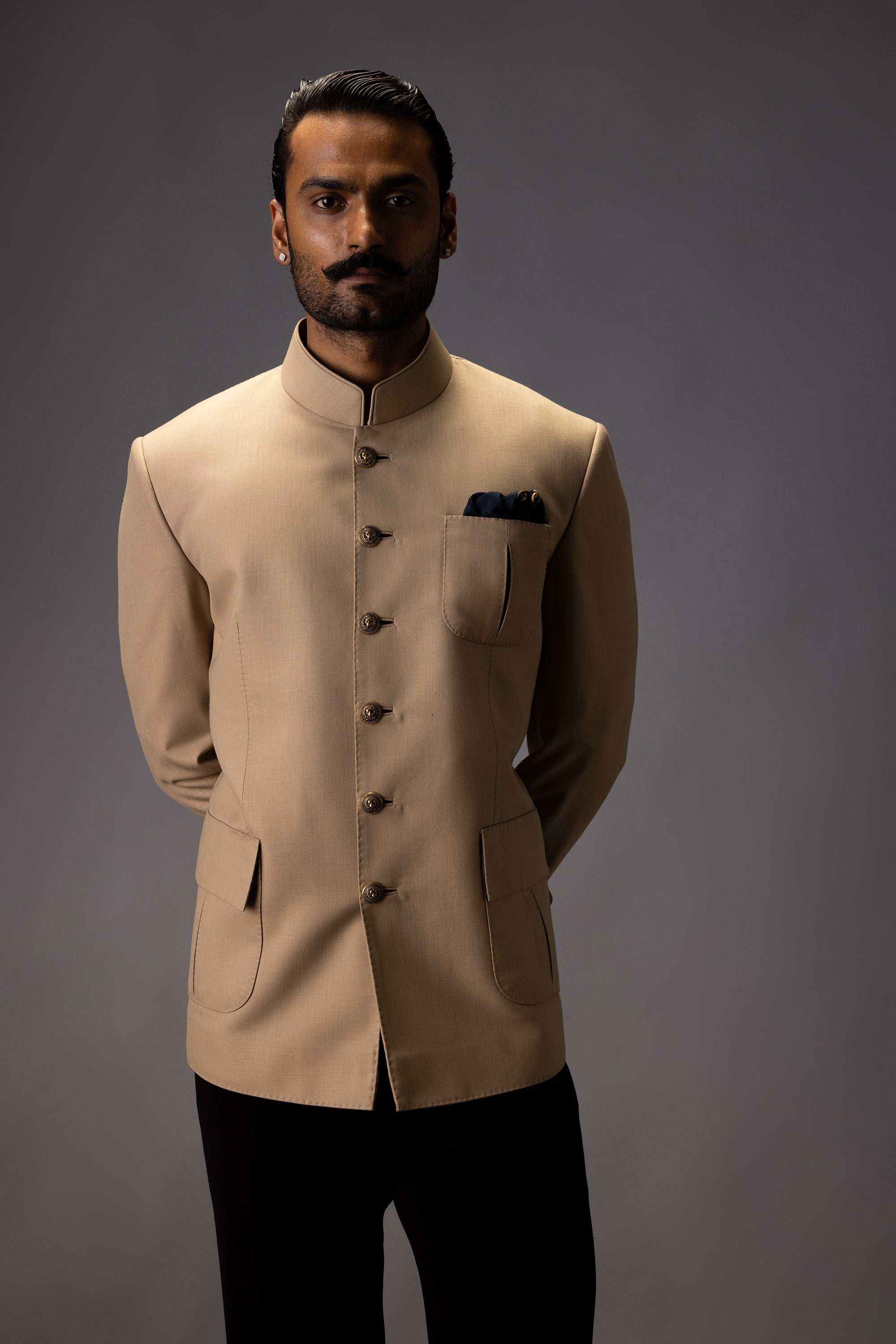 OPULENT BEIGE CLASSIC JODHPURI BANDHGALA