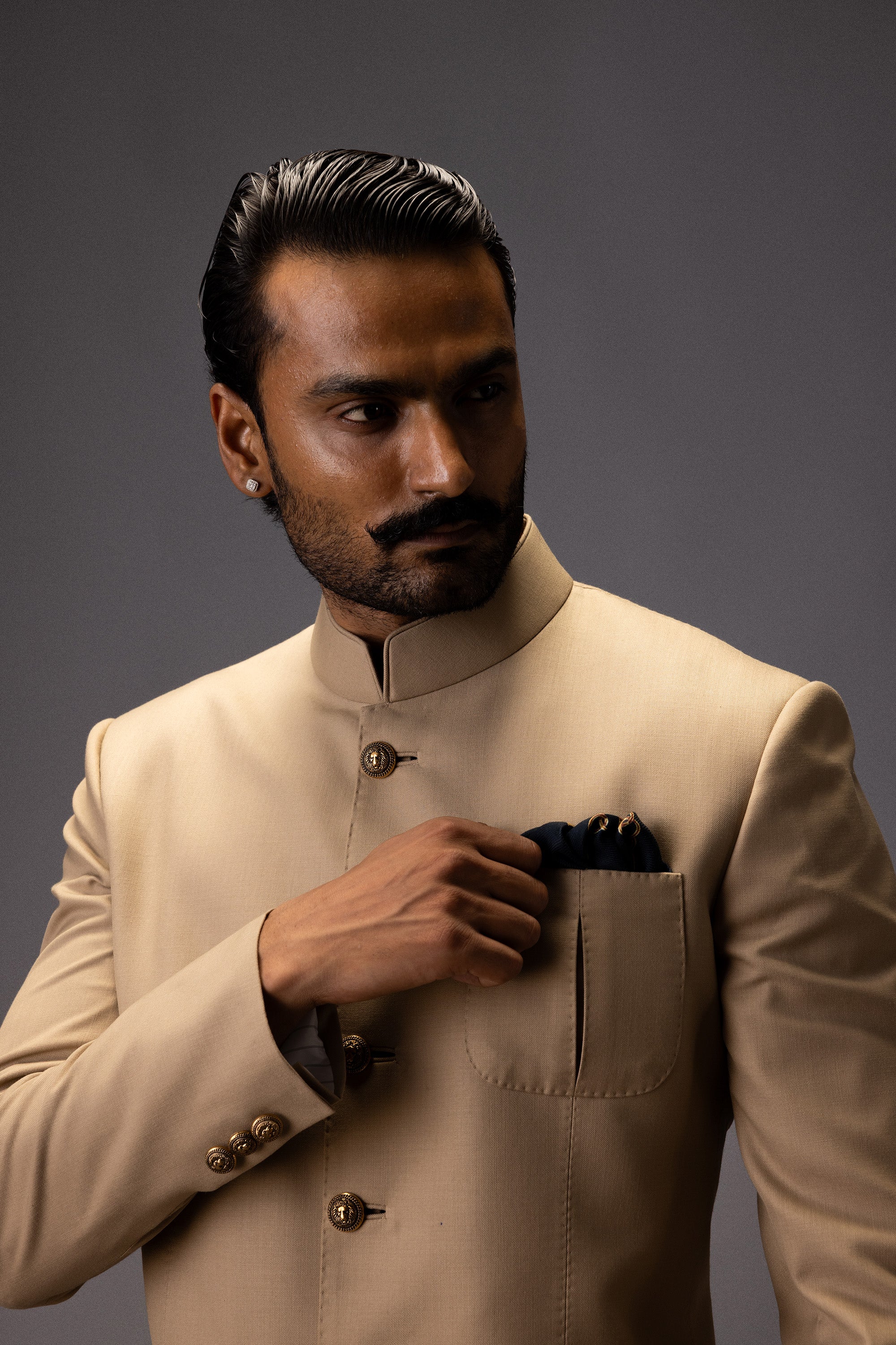 OPULENT BEIGE CLASSIC JODHPURI BANDHGALA