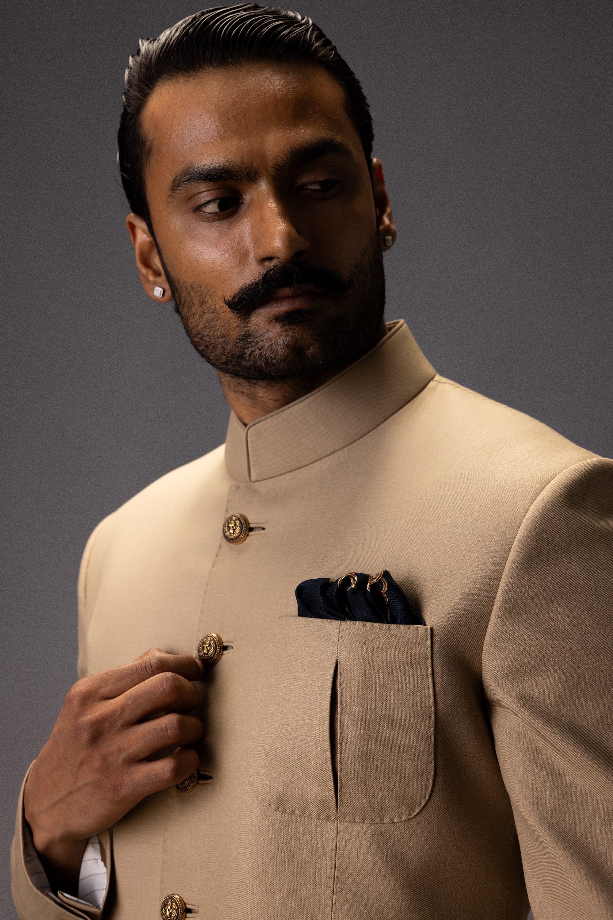 OPULENT BEIGE CLASSIC JODHPURI BANDHGALA