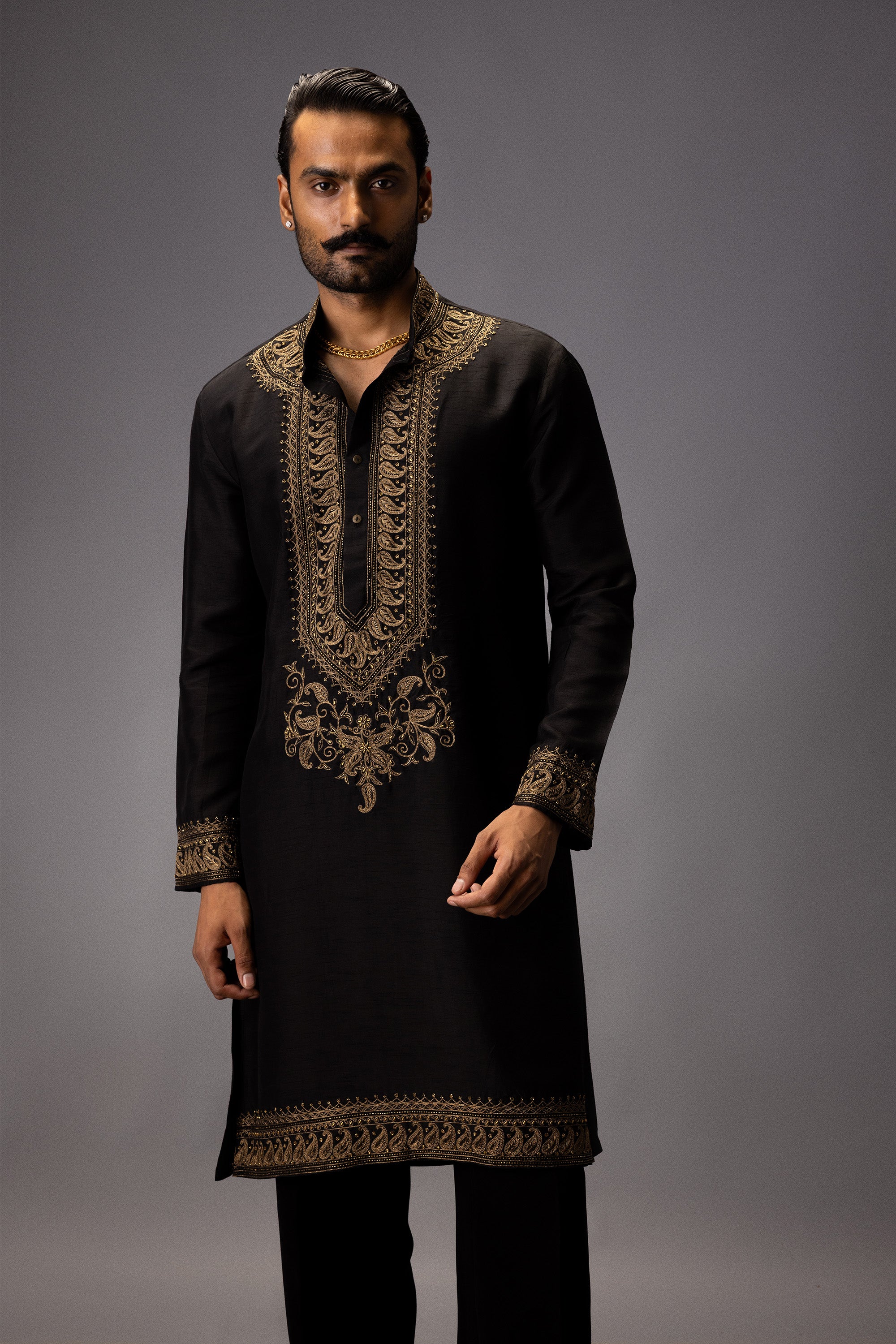 BLACK MAJESTY SILK KURTA