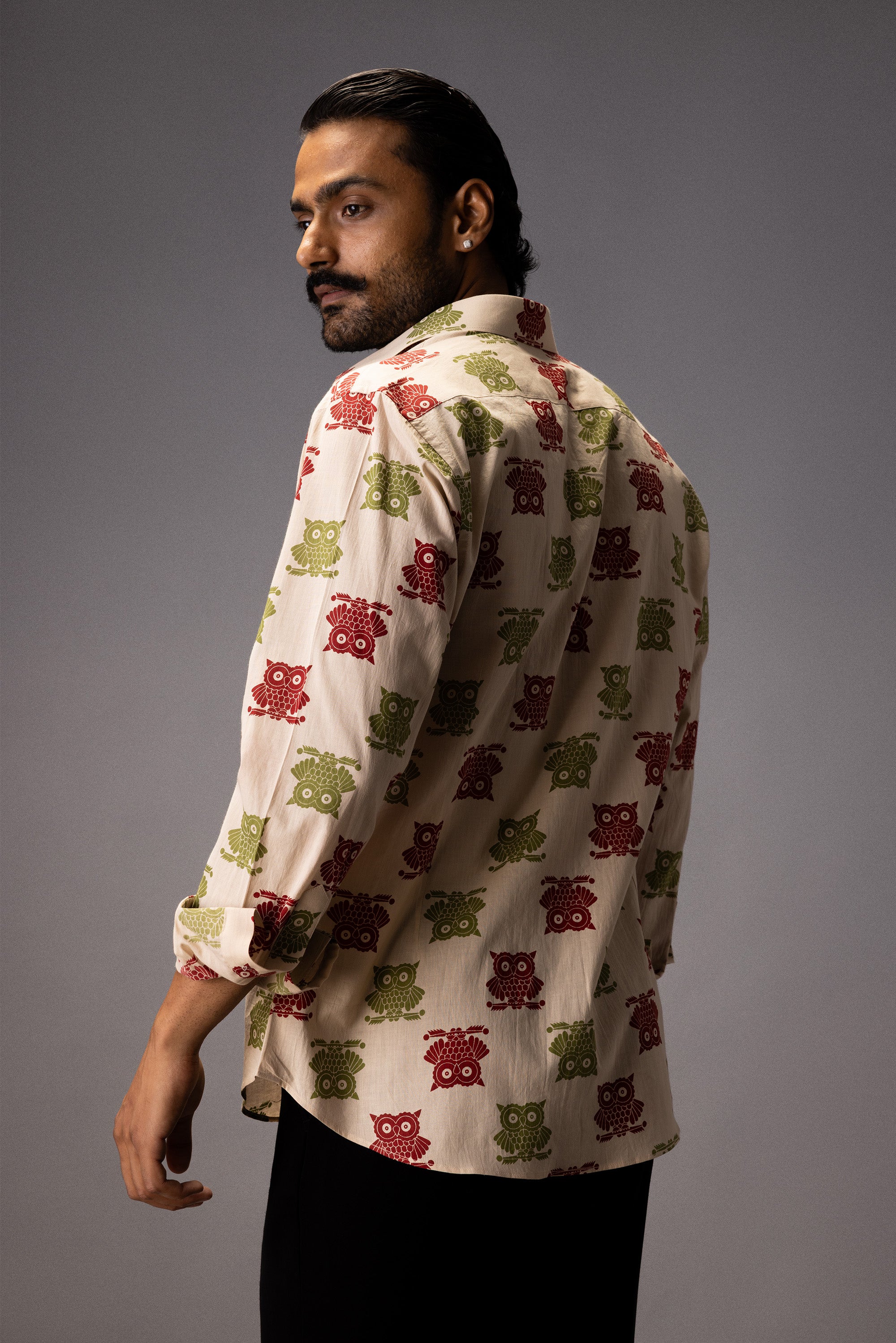 SLEEPY OWL COTTON PRINTED SHIRT