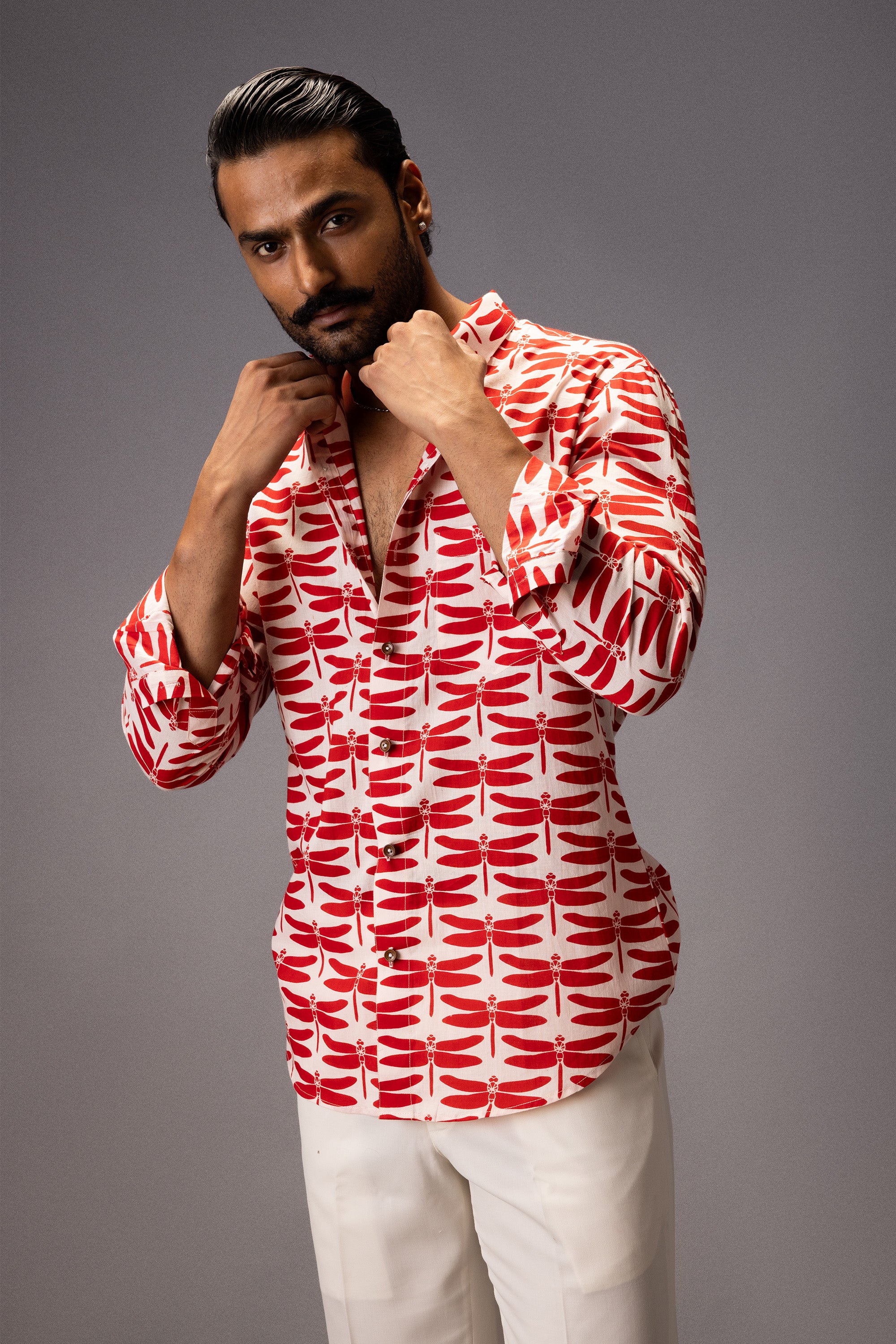 DRAGONFLY COTTON PRINTED SHIRT