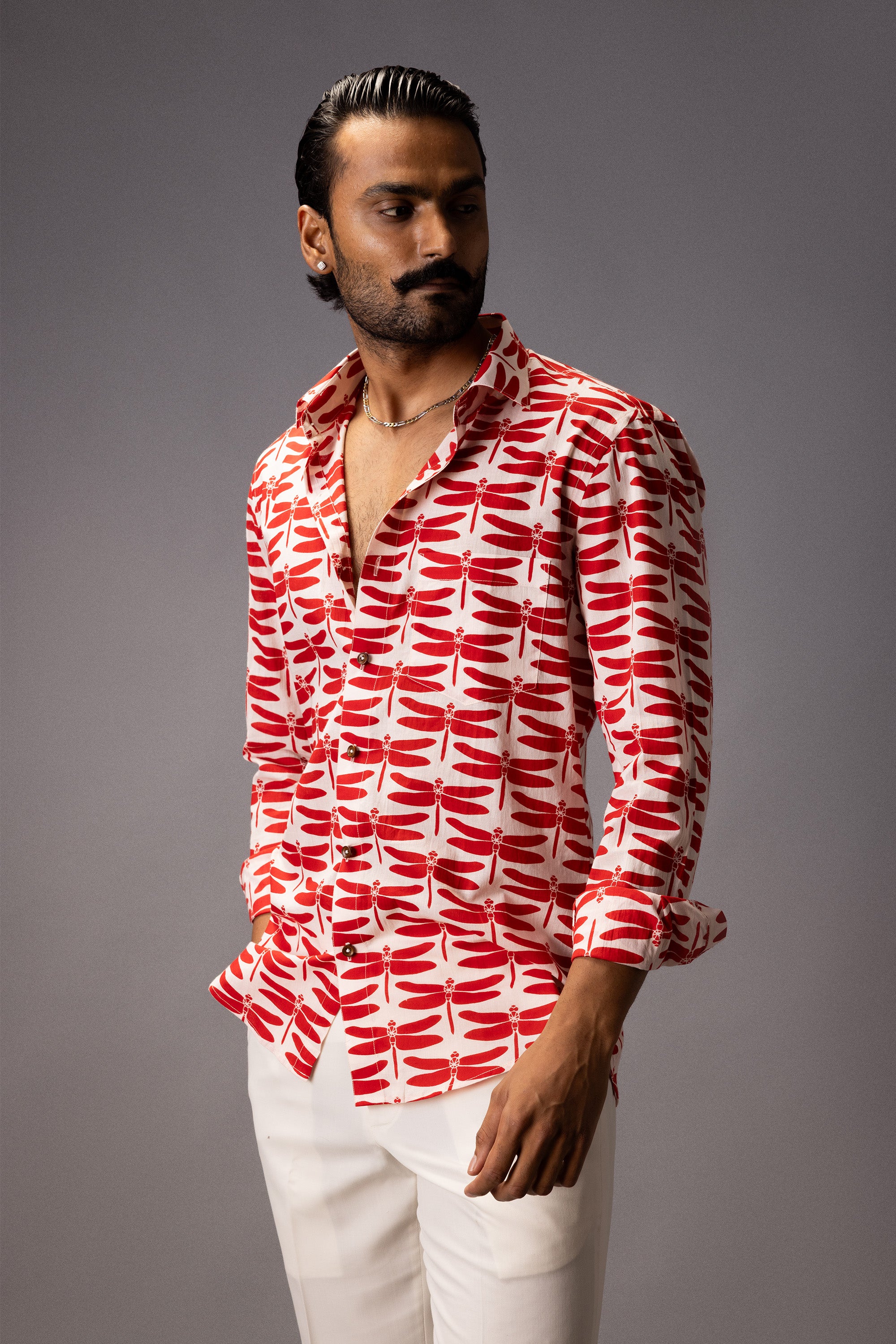 DRAGONFLY COTTON PRINTED SHIRT