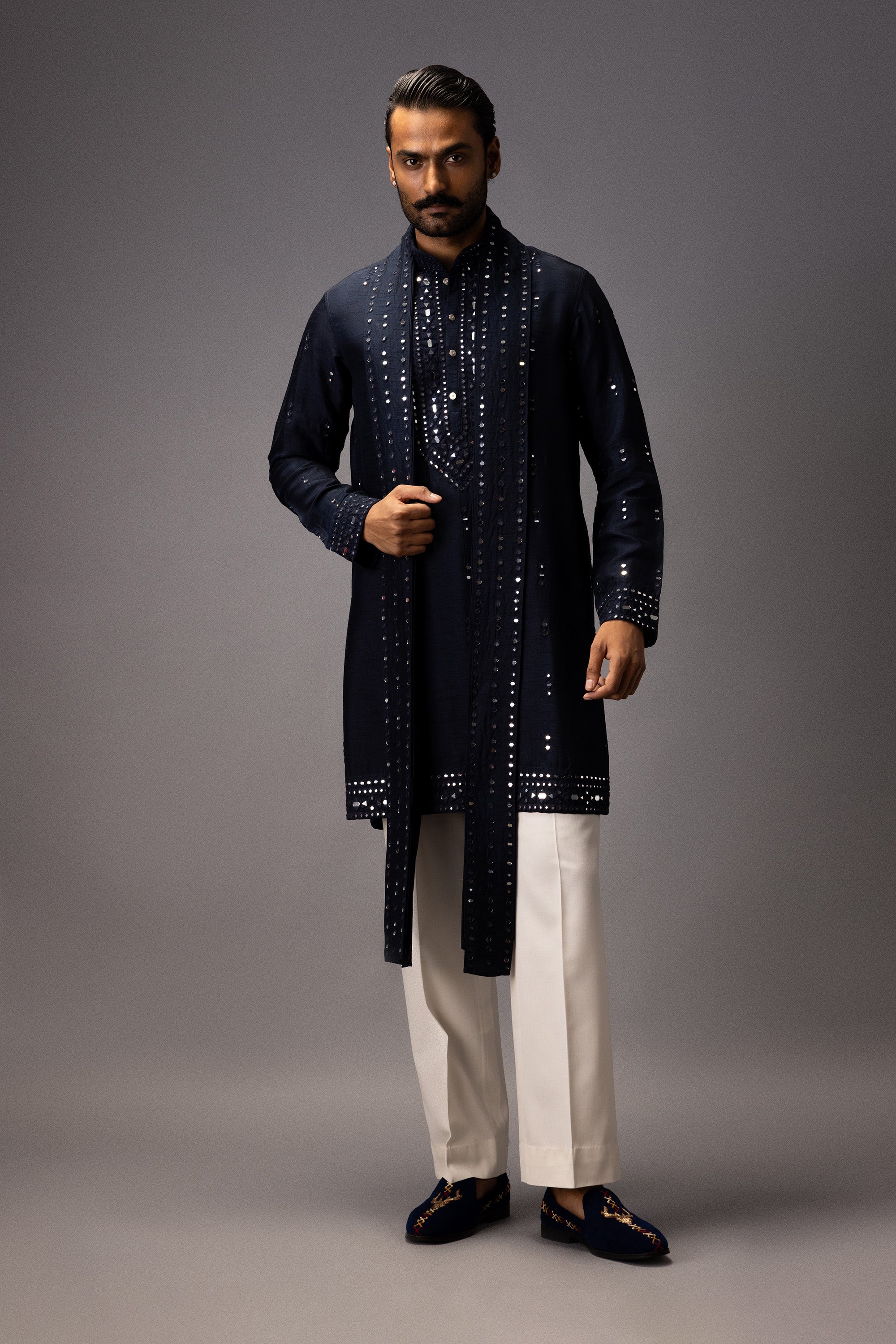MIRROR OF MIDNIGHT SILK KURTA