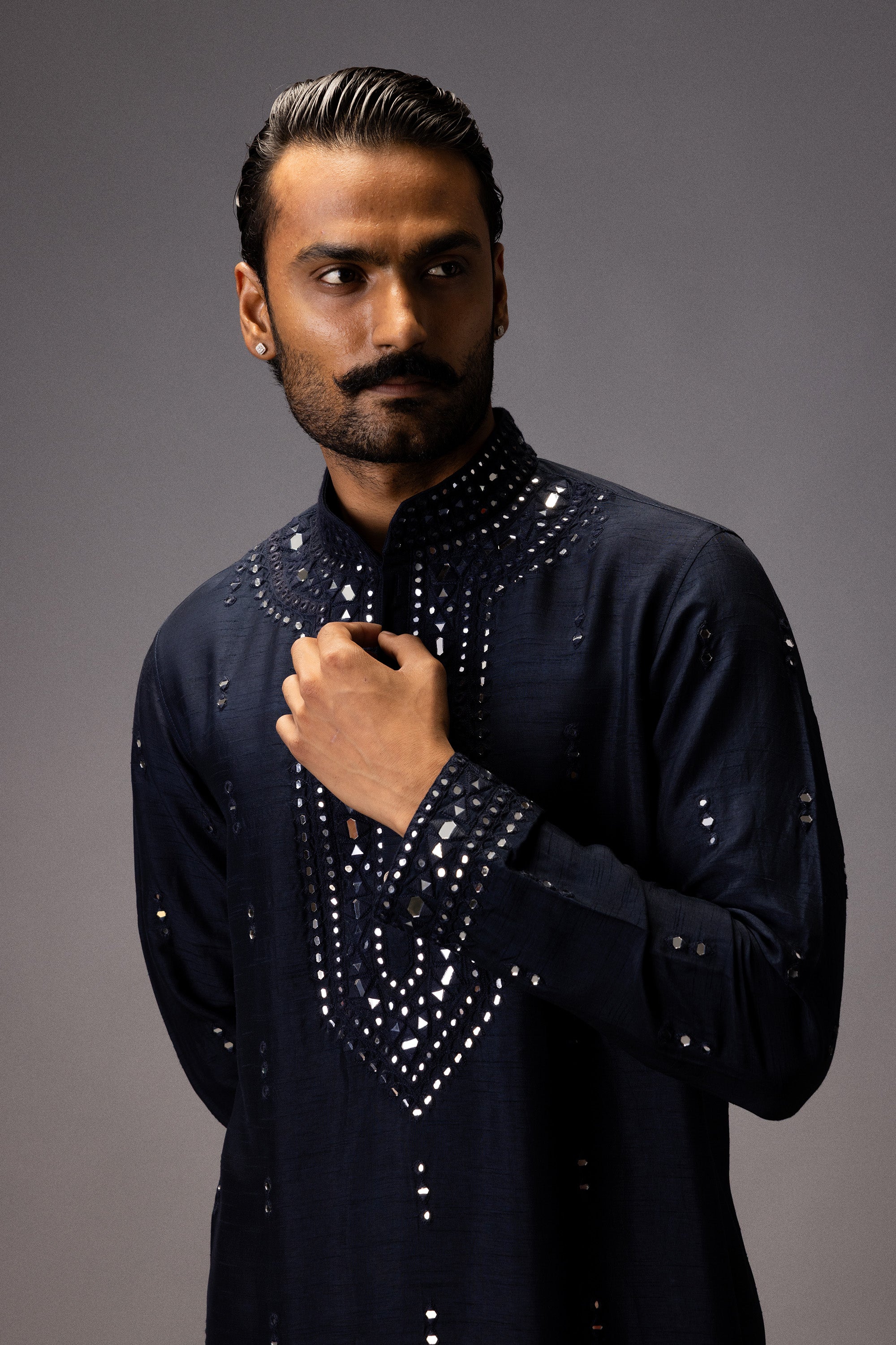 MIRROR OF MIDNIGHT SILK KURTA