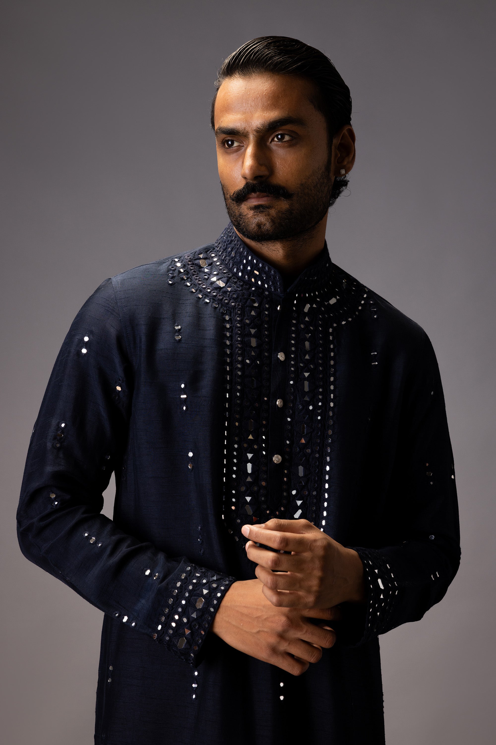 MIRROR OF MIDNIGHT SILK KURTA