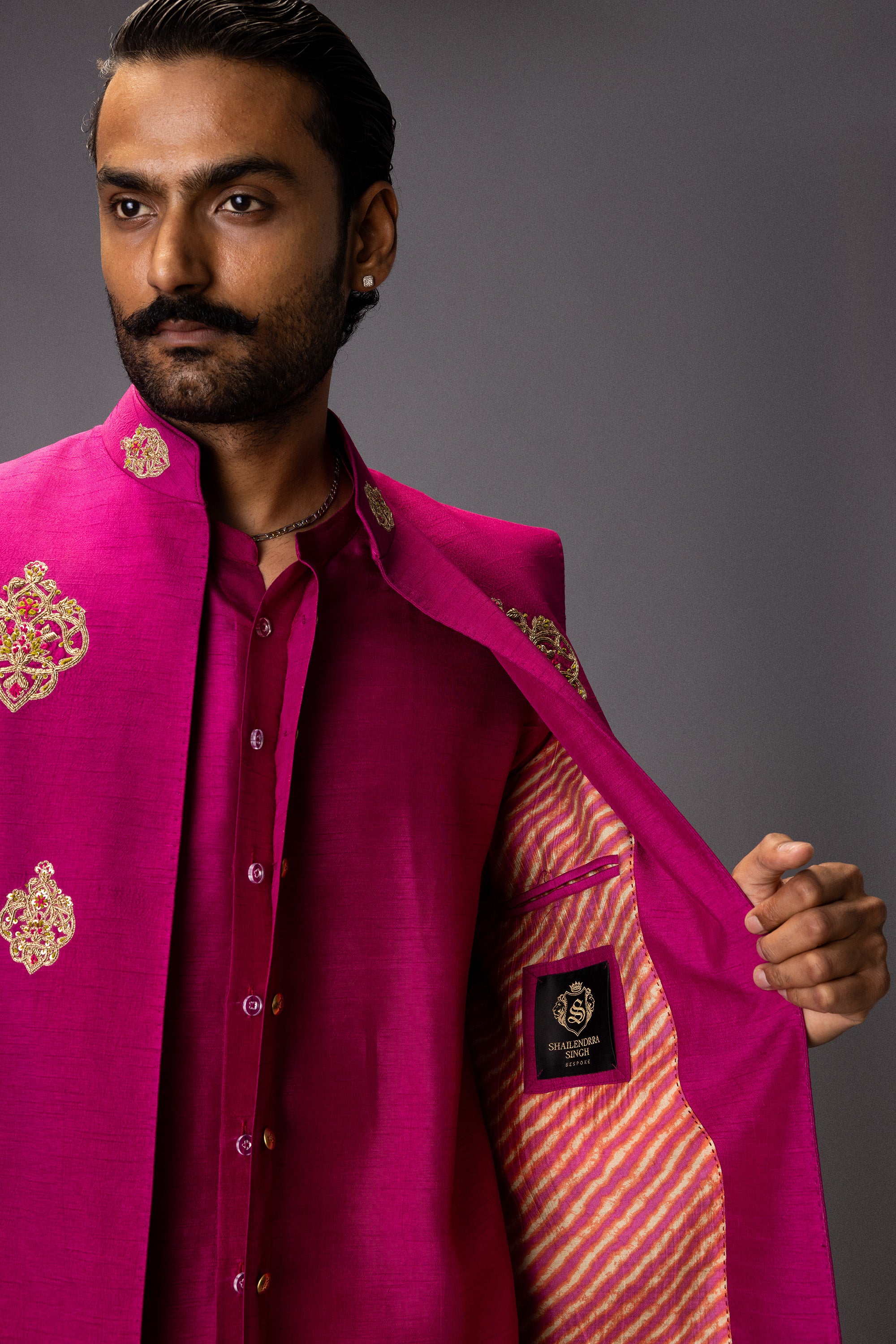 ROYAL FUCHSIA KURTA JACKET SET