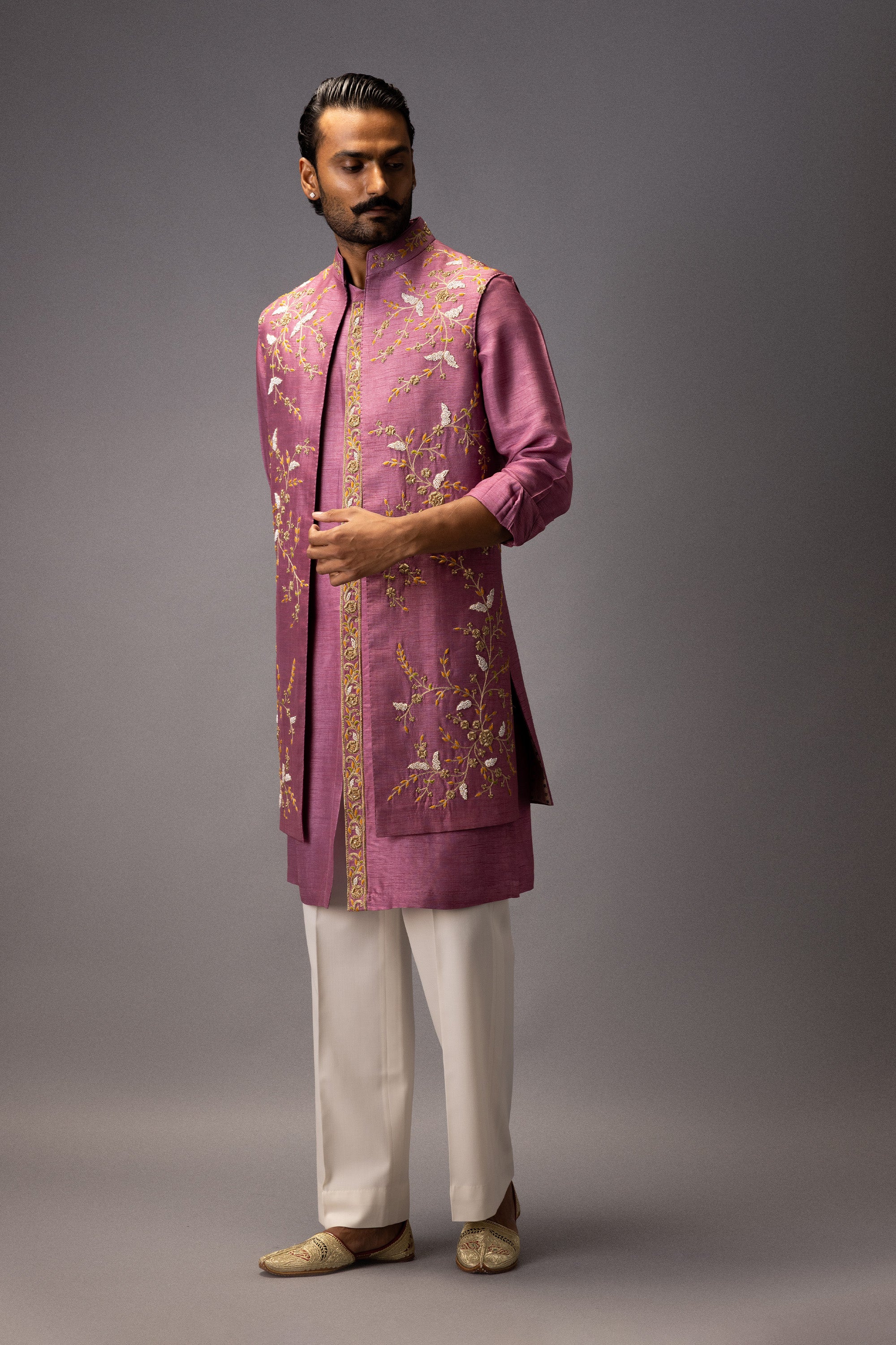 ROYAL MAUVE KURTA JACKET SET