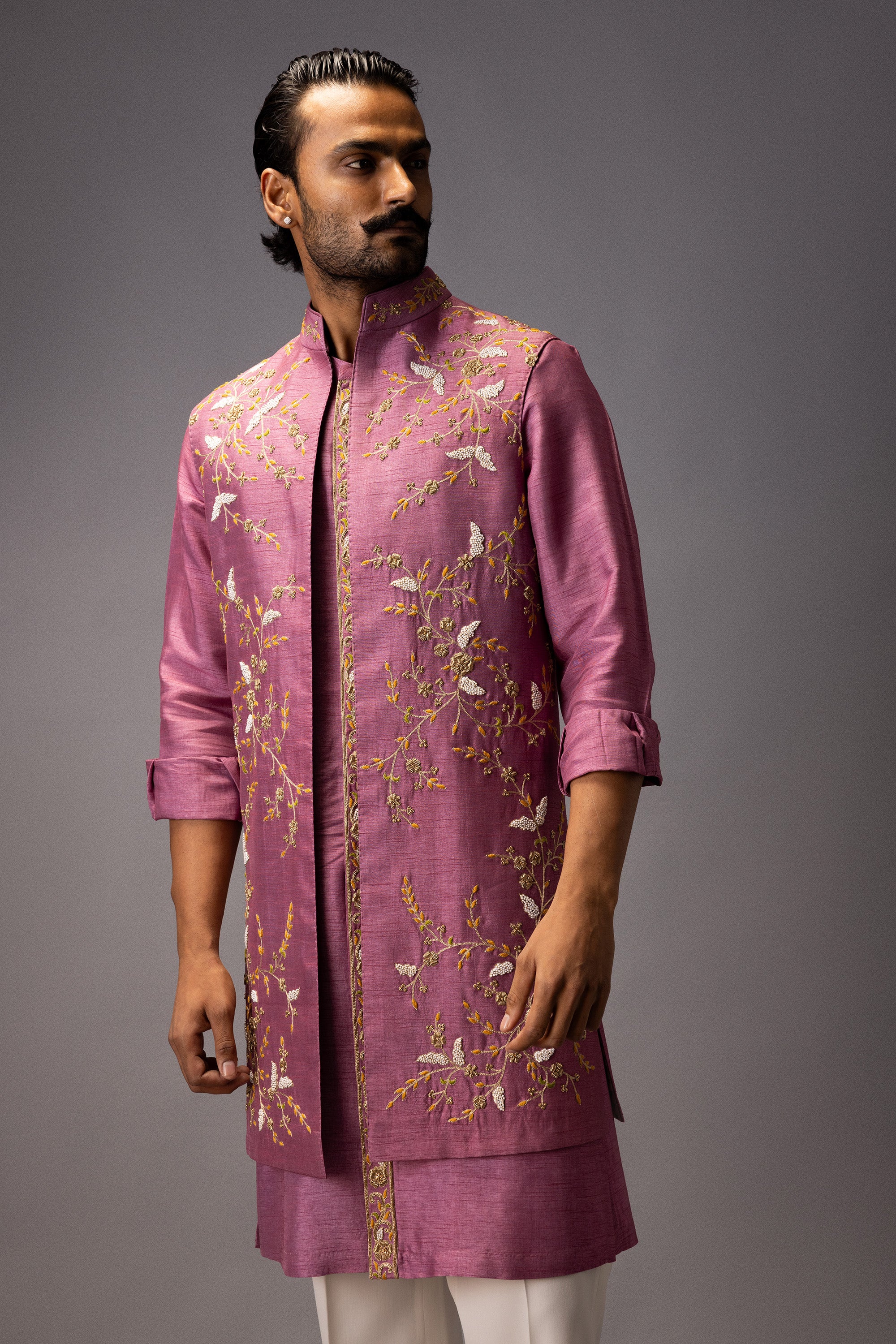 ROYAL MAUVE KURTA JACKET SET