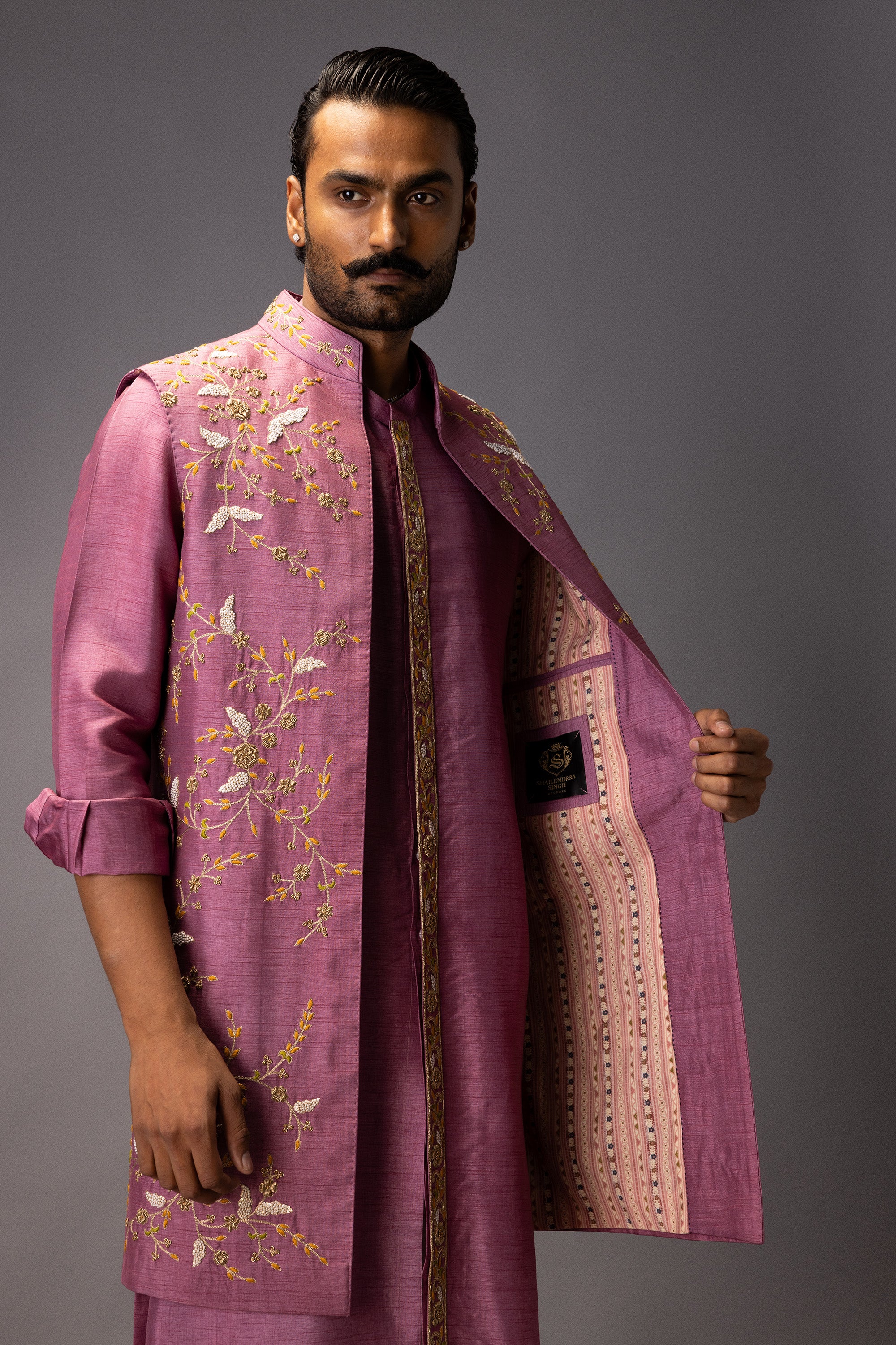 ROYAL MAUVE KURTA JACKET SET