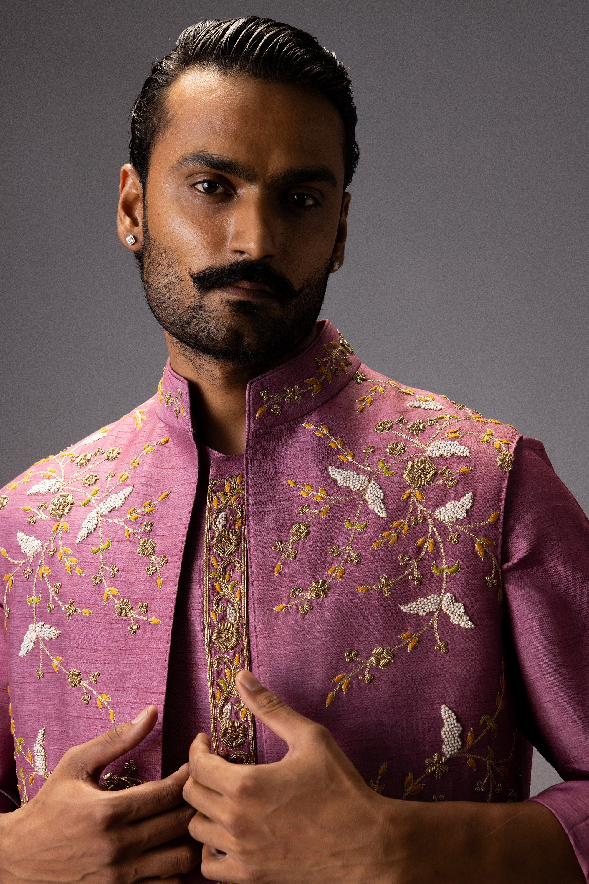 ROYAL MAUVE KURTA JACKET SET